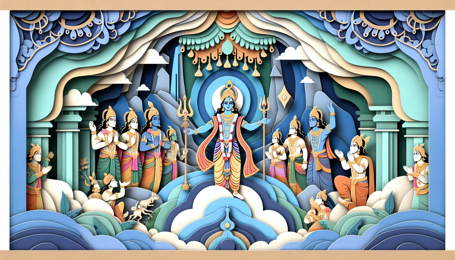 Visvarupa Darsana Yogah - The Rudras, Adityas, Vasus, Sadhyas, Ashvins, Maruts, Gandharvas, Yakshas, Asuras, and Siddhas—all gaze upon You in amazement.