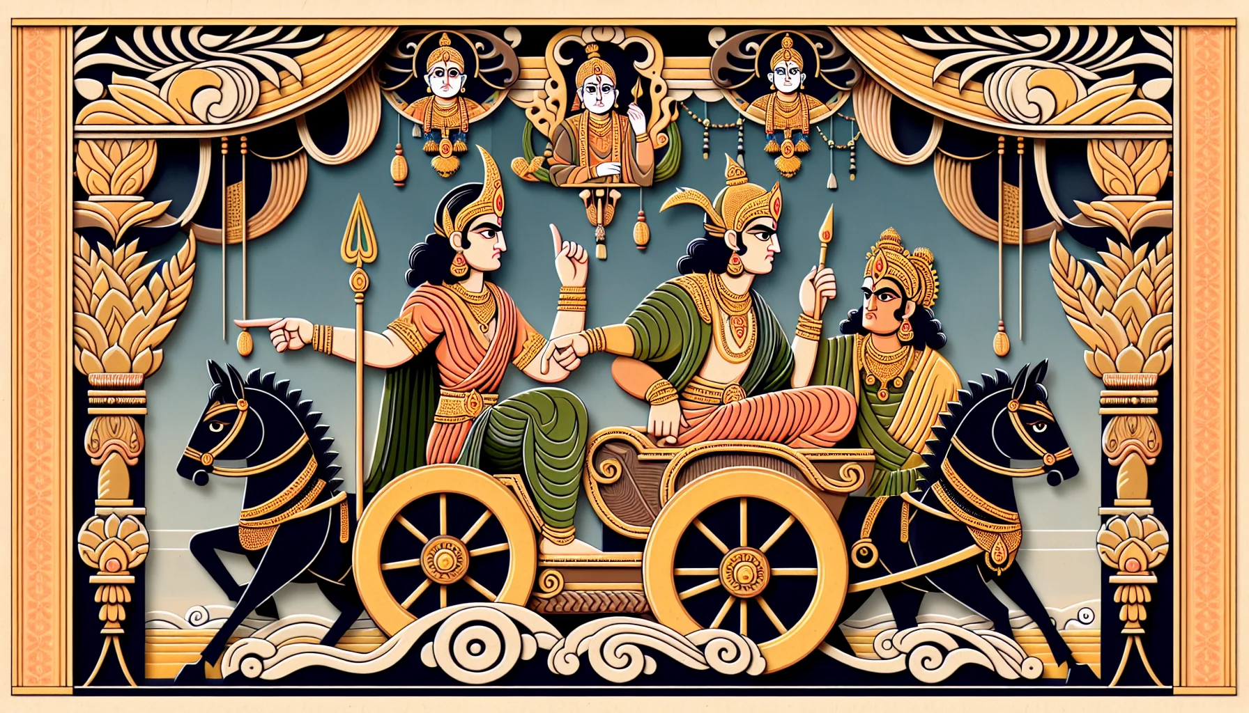 Sankhya Yogah - Arjuna questions how he can aim his arrows at Bhishma and Drona, his revered elders and teachers, who are deserving of respect and not hostility.