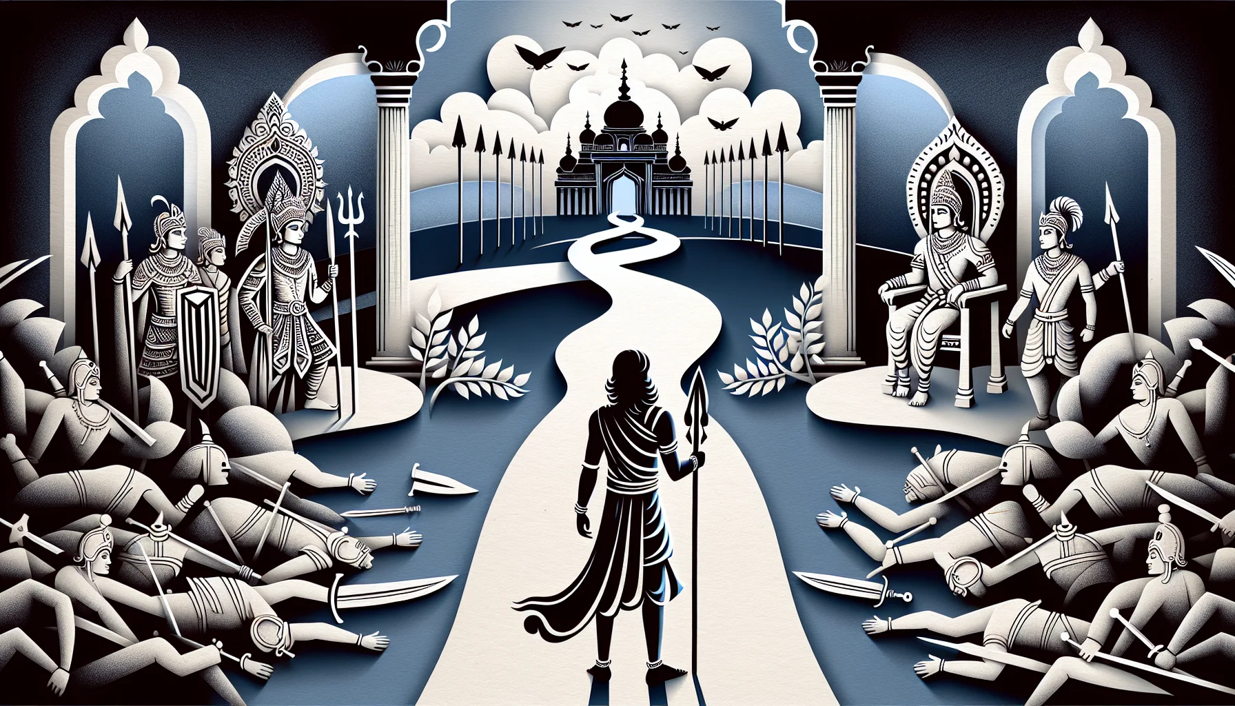 Sankhya Yogah - Arjuna admits his confusion, unsure if it is better to win or lose. He cannot envision living after killing the sons of Dhritarashtra, who are positioned on the battlefield.